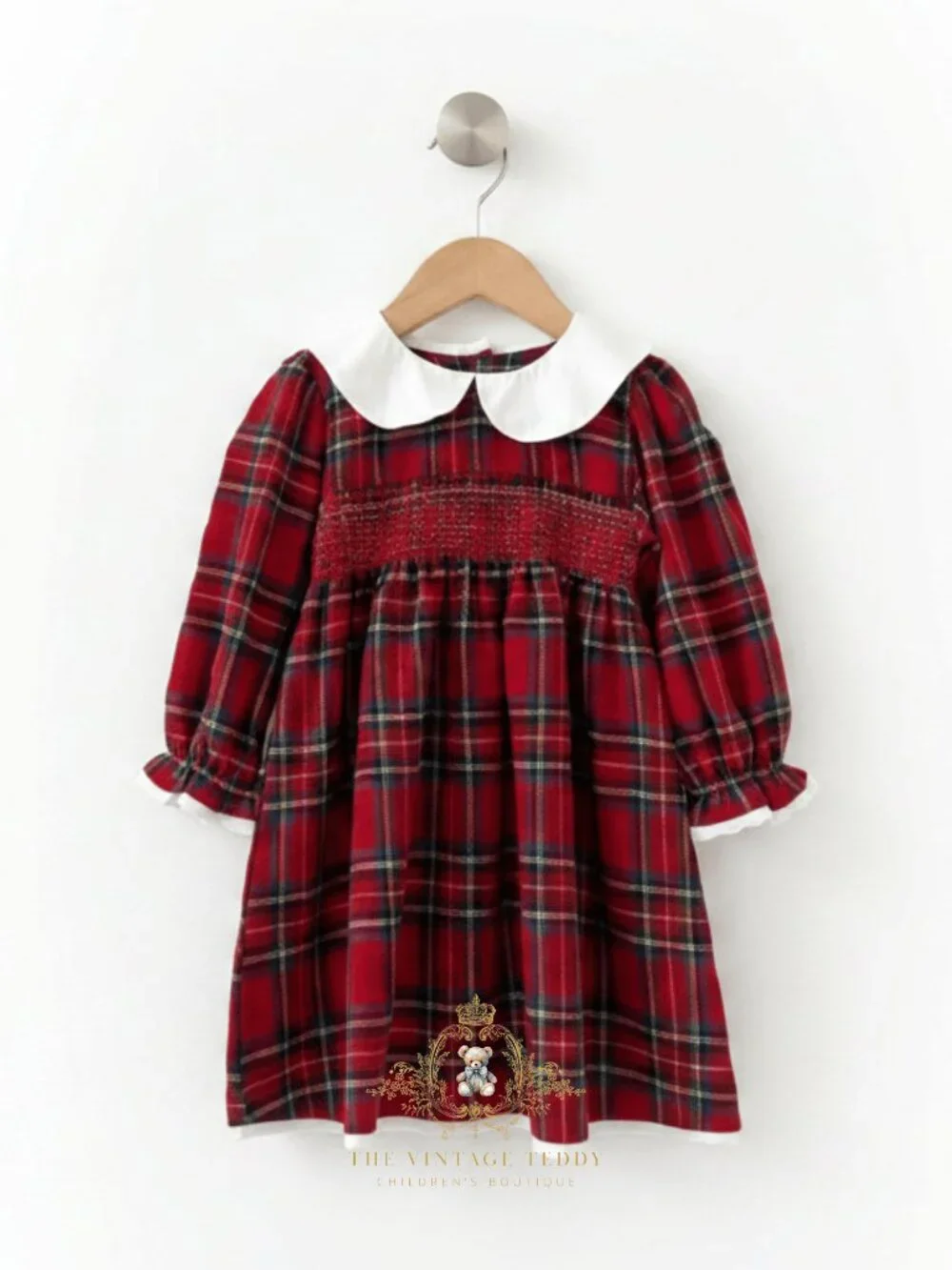 NWT Pretty Girls Smocked Long Sleeve Dress Kids Holiday Outfits Red Plaid 3T